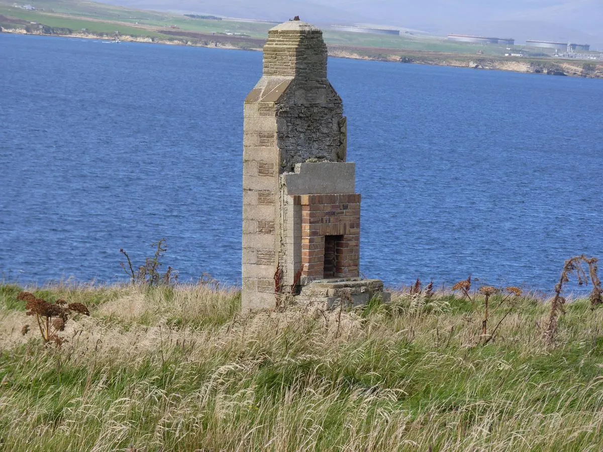 Fireplace for a WW2 hut long removed at Hoxa Head battery.