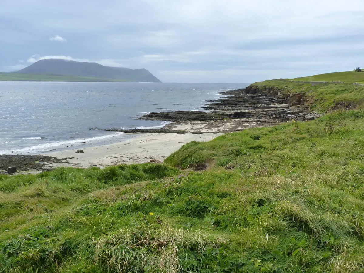 Beach scene with Hoy in the background.
